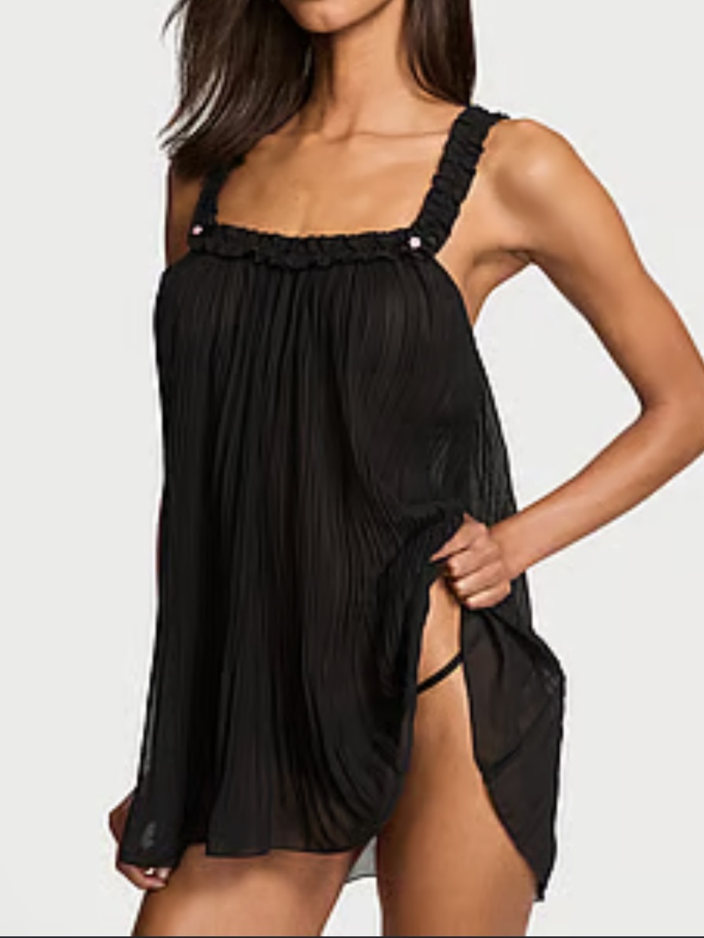 NEW! Victorias Secret pleated ruffled babydoll slip/pajamas